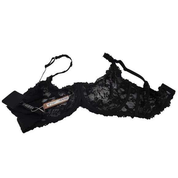 SKIMS‎ Stretch Lace Unlined Demi Bra Black Soot 42DDD - Picture 7 of 7